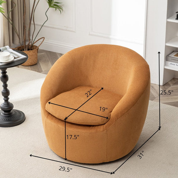 English Elm Winnie Swivel Barrel Accent Chair Teddy Upholstery Rounded Silhouette for Living Rooms Yellow T2574P281445