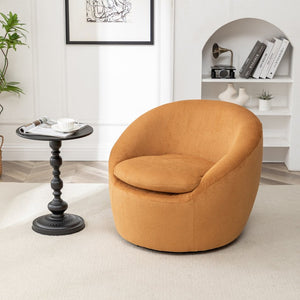 English Elm Winnie Swivel Barrel Accent Chair Teddy Upholstery Rounded Silhouette for Living Rooms Yellow T2574P281445