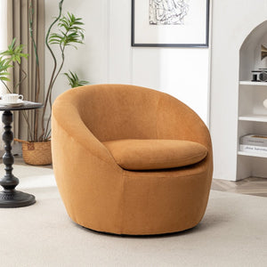 English Elm Winnie Swivel Barrel Accent Chair Teddy Upholstery Rounded Silhouette for Living Rooms Yellow T2574P281445