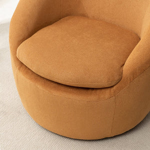 English Elm Winnie Swivel Barrel Accent Chair Teddy Upholstery Rounded Silhouette for Living Rooms Yellow T2574P281445