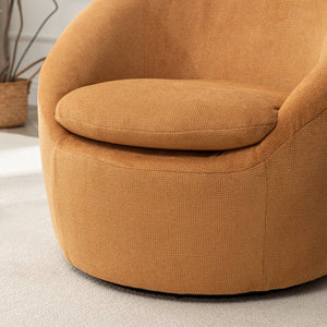 English Elm Winnie Swivel Barrel Accent Chair Teddy Upholstery Rounded Silhouette for Living Rooms Yellow T2574P281445