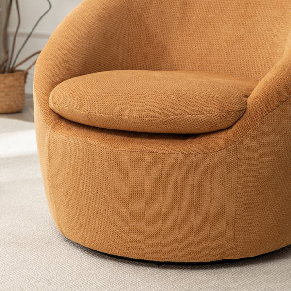 English Elm Winnie Swivel Barrel Accent Chair Teddy Upholstery Rounded Silhouette for Living Rooms Yellow T2574P281445