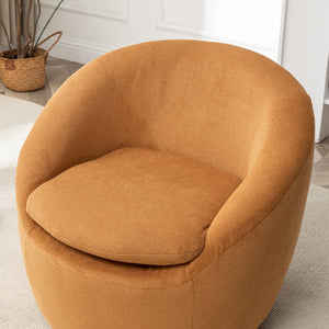 English Elm Winnie Swivel Barrel Accent Chair Teddy Upholstery Rounded Silhouette for Living Rooms Yellow T2574P281445
