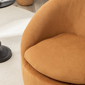 English Elm Winnie Swivel Barrel Accent Chair Teddy Upholstery Rounded Silhouette for Living Rooms Yellow T2574P281445