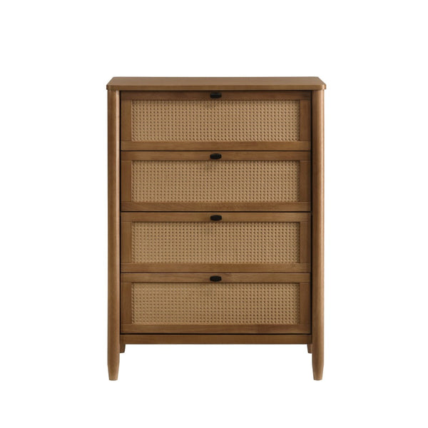 English Elm Vichy Rattan Front Four Drawer Chest in Light Walnut for Bedroom Storage T2574P290369