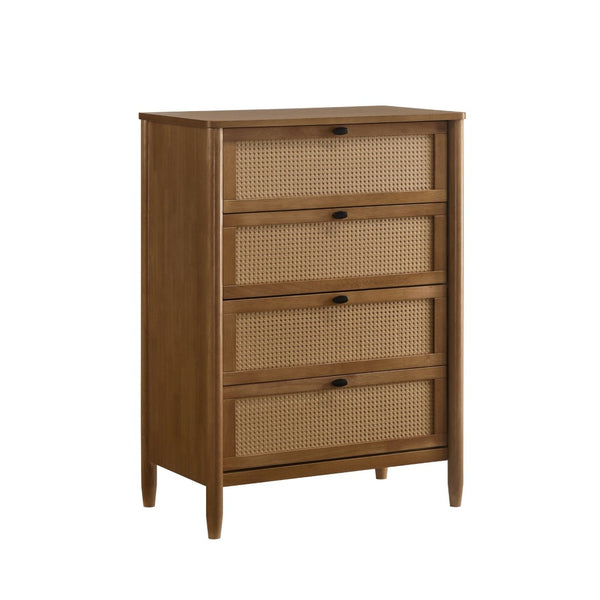 English Elm Vichy Rattan Front Four Drawer Chest in Light Walnut for Bedroom Storage T2574P290369