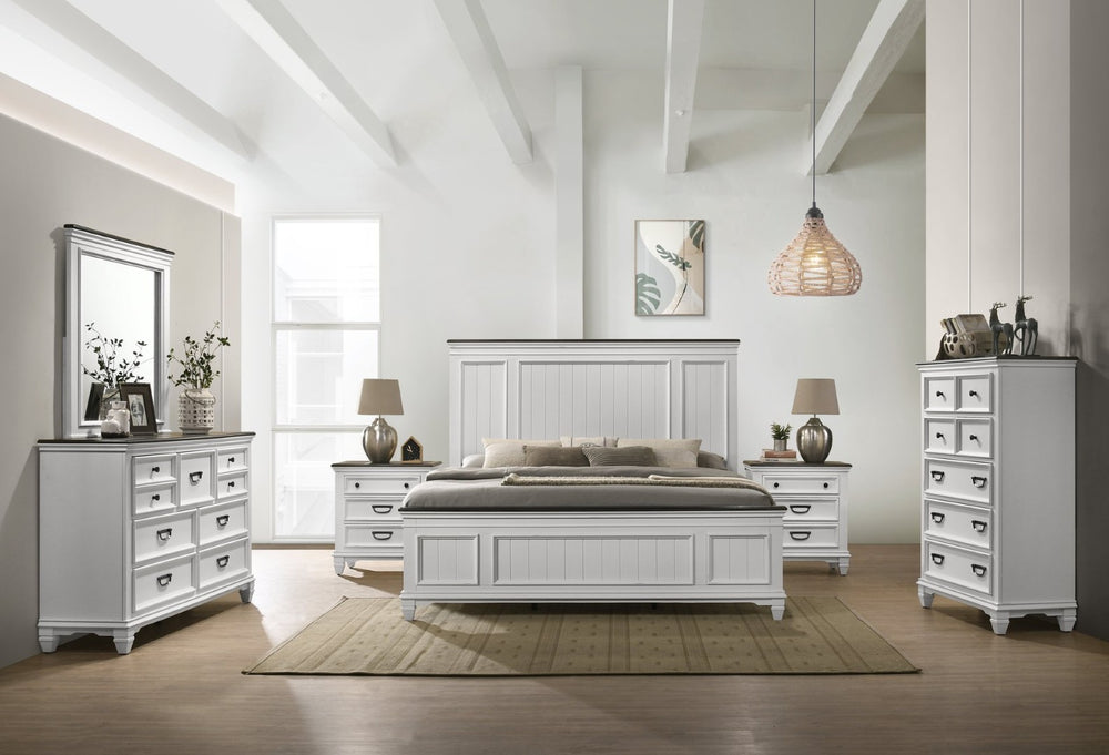 English Elm Clelane Farmhouse Six Piece Queen Bedroom Set Weathered White Shiplap Wood Design T2574P311880