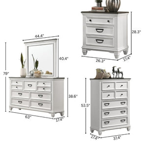 English Elm Clelane Shiplap Wood Six Piece King Bedroom Set Modern Farmhouse Weathered White Finish T2574P311881