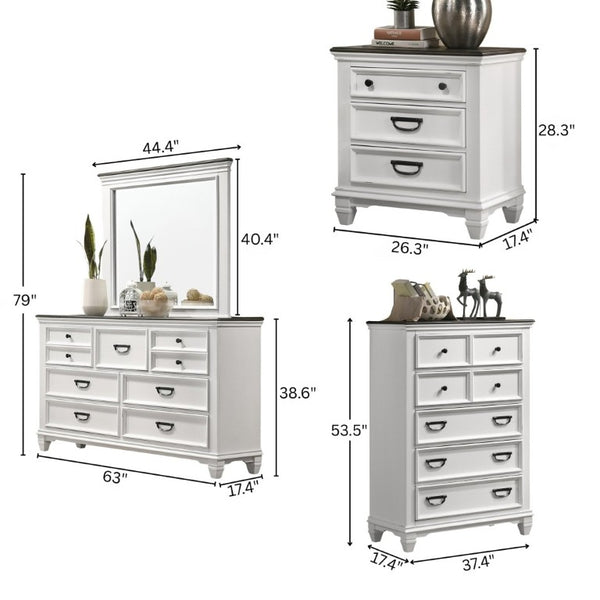 English Elm Clelane Shiplap Wood Six Piece King Bedroom Set Modern Farmhouse Weathered White Finish T2574P311881