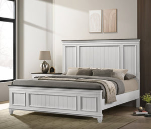 English Elm Clelane Shiplap Wood Six Piece King Bedroom Set Modern Farmhouse Weathered White Finish T2574P311881