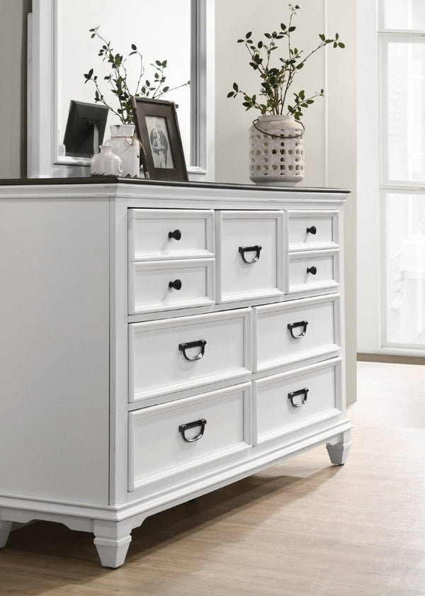 English Elm Clelane Shiplap Wood Six Piece King Bedroom Set Modern Farmhouse Weathered White Finish T2574P311881