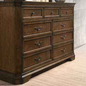 English Elm Maderne Nine Drawer Dresser Solid Wood Distressed Walnut Dovetail Bedroom Storage T2574P387065