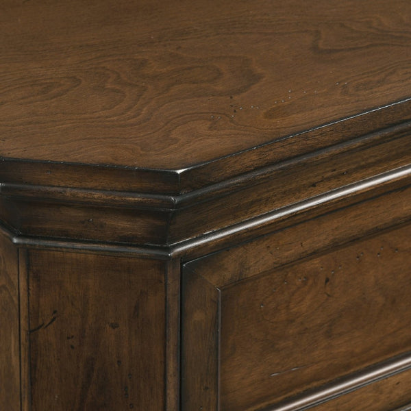 English Elm Maderne Antique Walnut Five Drawer Chest with Dovetail Joinery and Pewter Pulls T2574P387066