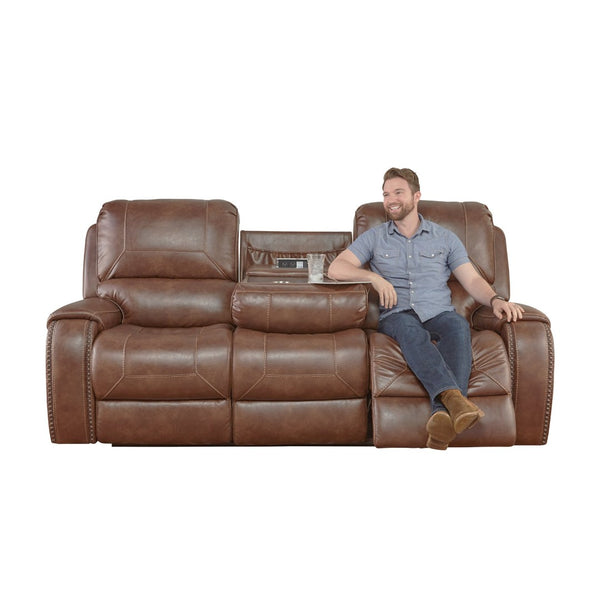English Elm Achern Three Seat Manual Reclining Sofa with Nailhead Trim and Usb Console T2574P389530