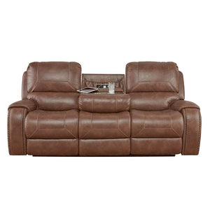 English Elm Achern Three Seat Manual Reclining Sofa with Nailhead Trim and Usb Console T2574P389530