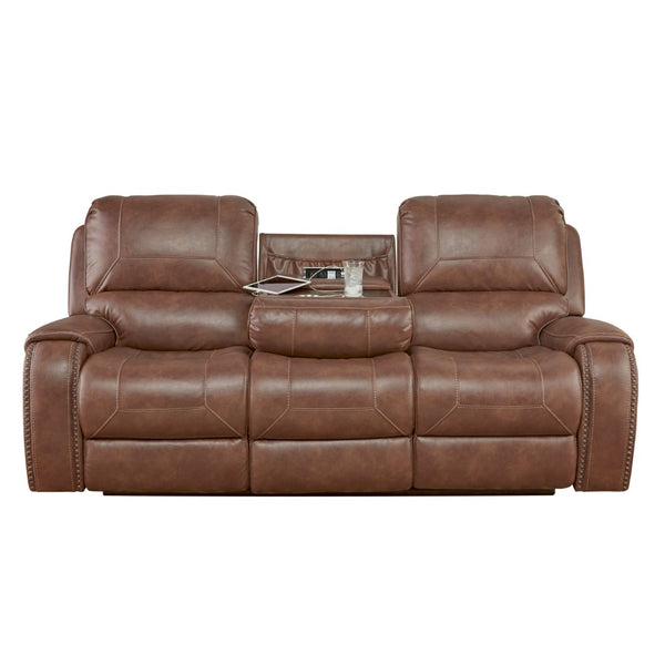 English Elm Achern Three Seat Manual Reclining Sofa with Nailhead Trim and Usb Console T2574P389530