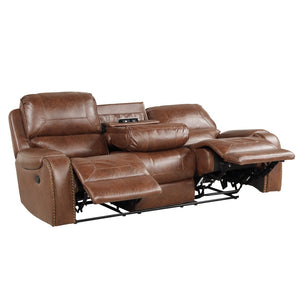 English Elm Achern Three Seat Manual Reclining Sofa with Nailhead Trim and Usb Console T2574P389530