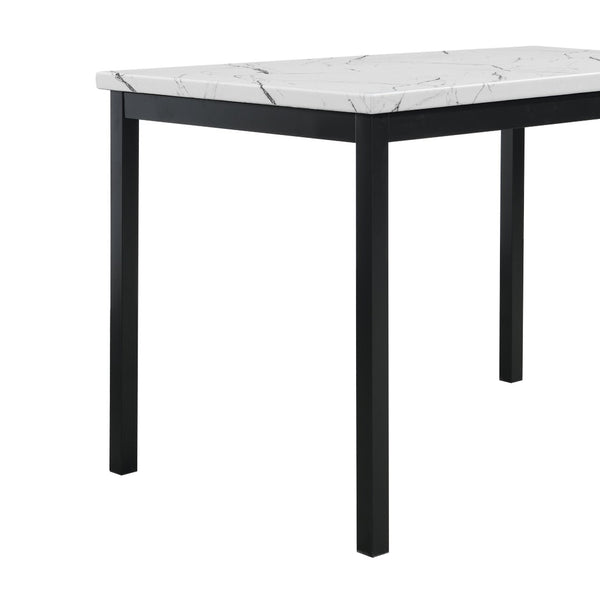 English Elm Noyes Square Faux Marble Dining Table Seats Four with Sleek Matte Black Metal Legs T2574P410116