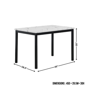 English Elm Noyes Square Faux Marble Dining Table Seats Four with Sleek Matte Black Metal Legs T2574P410116