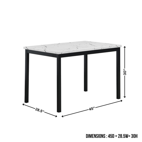 English Elm Noyes Square Faux Marble Dining Table Seats Four with Sleek Matte Black Metal Legs T2574P410116