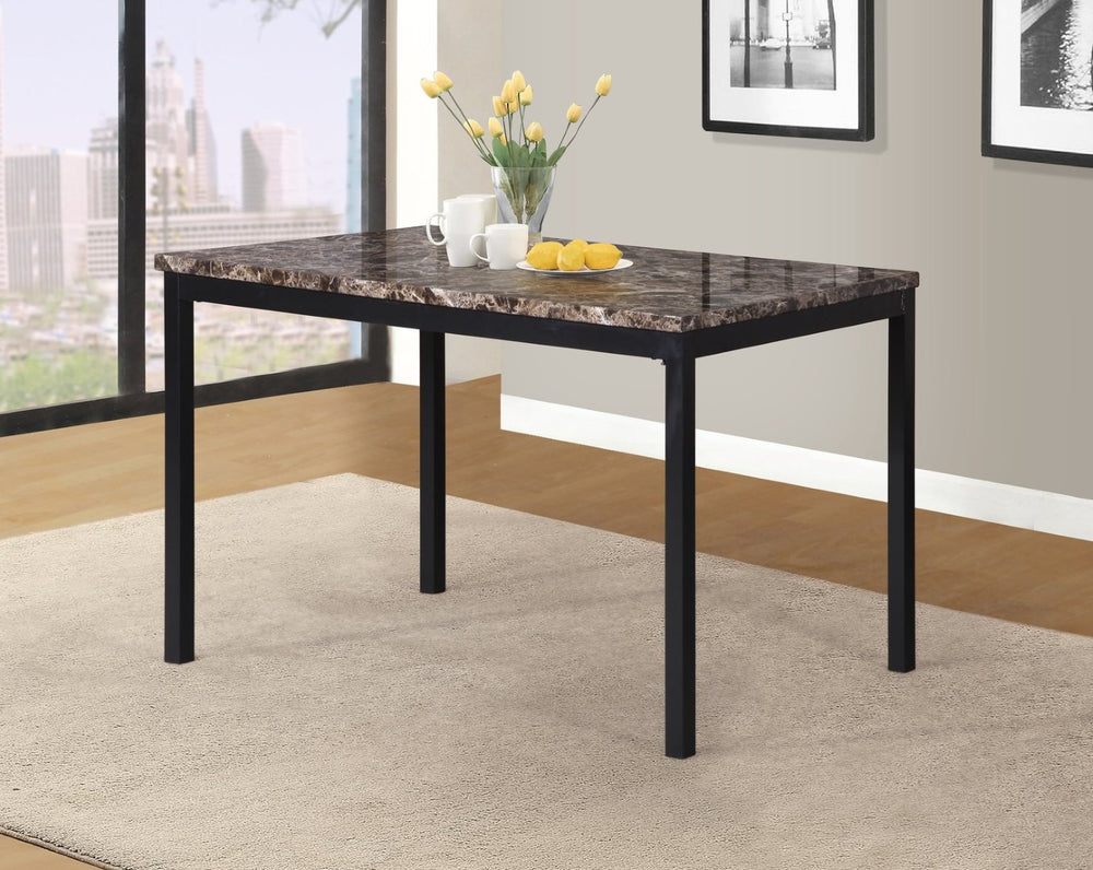 English Elm Noyes Faux Marble Rectangular Dining Table with Matte Black Legs for Small Spaces T2574P410118