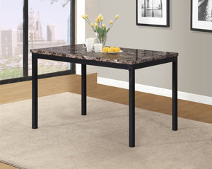 English Elm Noyes Faux Marble Rectangular Dining Table with Matte Black Legs for Small Spaces T2574P410118