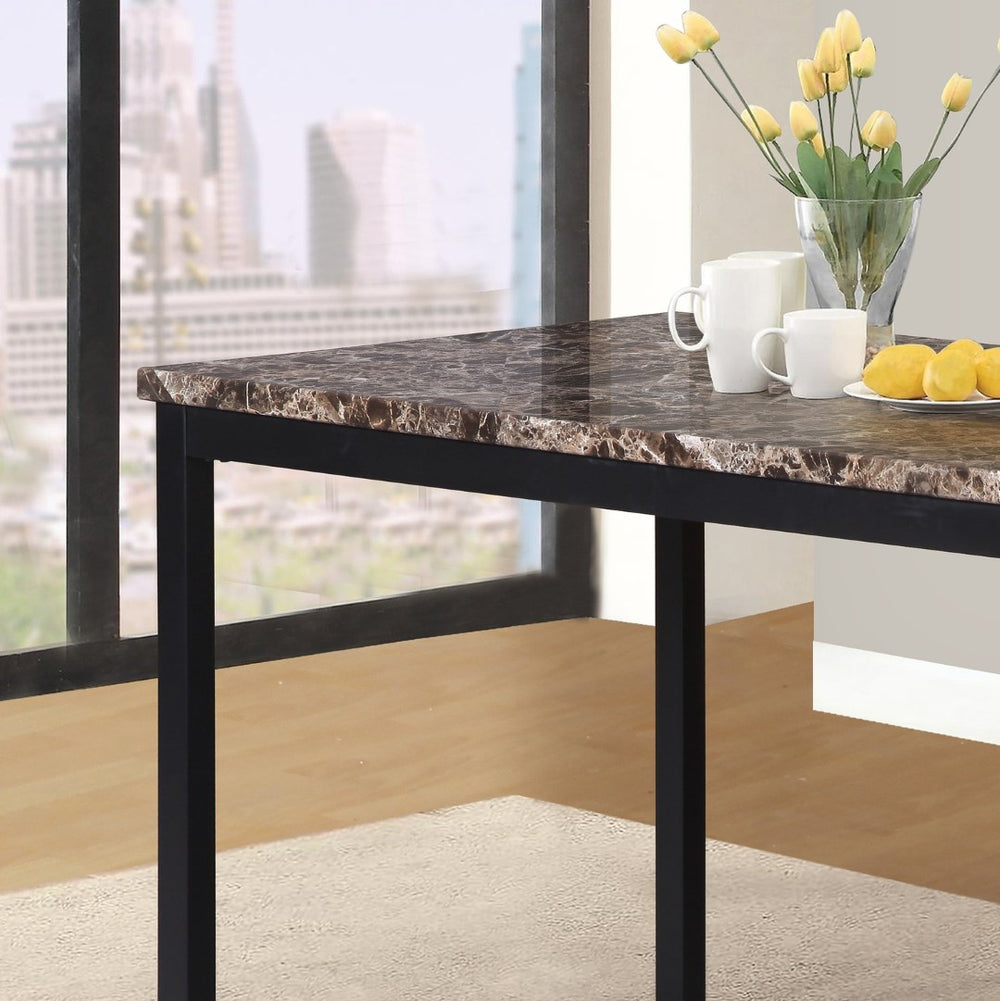 English Elm Noyes Faux Marble Rectangular Dining Table with Matte Black Legs for Small Spaces T2574P410118