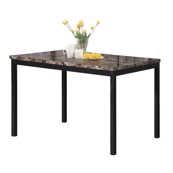 English Elm Noyes Faux Marble Rectangular Dining Table with Matte Black Legs for Small Spaces T2574P410118