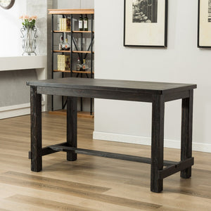 English Elm Leviton Carved Wood Counter Height Dining Set Seats 4 with Tufted Upholstered Chairs T2574P410811