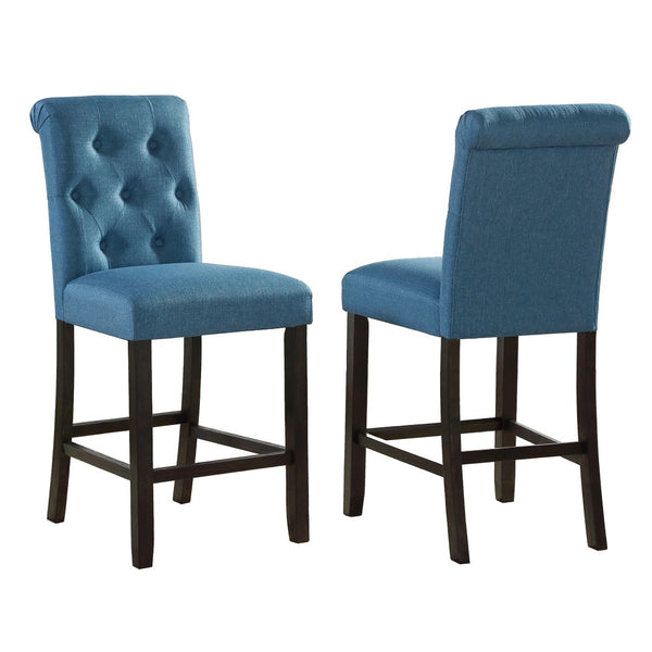 English Elm Leviton Carved Wood Counter Height Dining Set Seats 4 with Tufted Upholstered Chairs T2574P410811