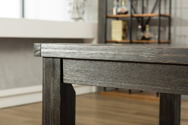 English Elm Lotusville Weathered Wood Dining Set Seats 6 with Gray Faux Leather Upholstered Chairs T2574P410820