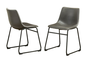 English Elm Lotusville Weathered Wood Dining Set Seats 6 with Gray Faux Leather Upholstered Chairs T2574P410820