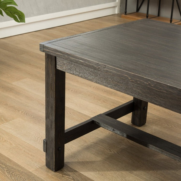 English Elm Lotusville Weathered Wood Dining Set Seats 6 with Gray Faux Leather Upholstered Chairs T2574P410820