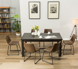 English Elm Lotusville Industrial Loft Dining Set Seats Six with Faux Leather Upholstered Chairs T2574P411547