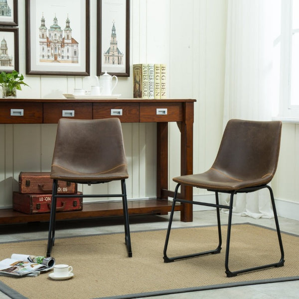 English Elm Lotusville Industrial Loft Dining Set Seats Six with Faux Leather Upholstered Chairs T2574P411547