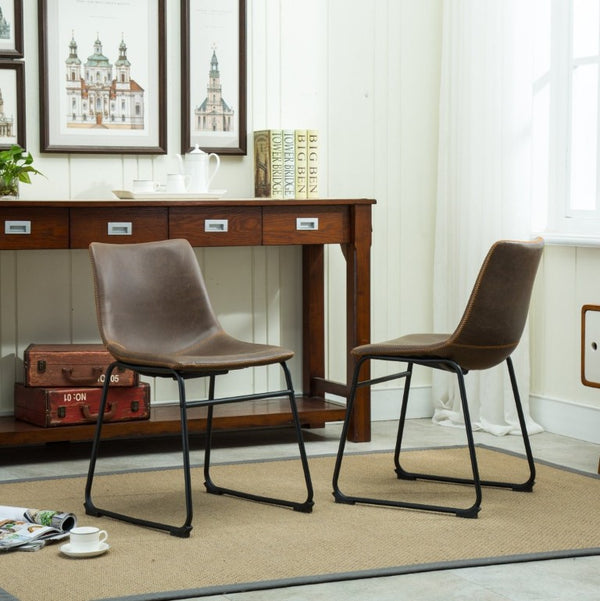 English Elm Lotusville Industrial Loft Dining Set Seats Six with Faux Leather Upholstered Chairs T2574P411547