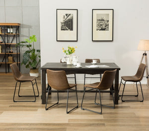 English Elm Lotusville Industrial Loft Dining Set Seats Six with Faux Leather Upholstered Chairs T2574P411547
