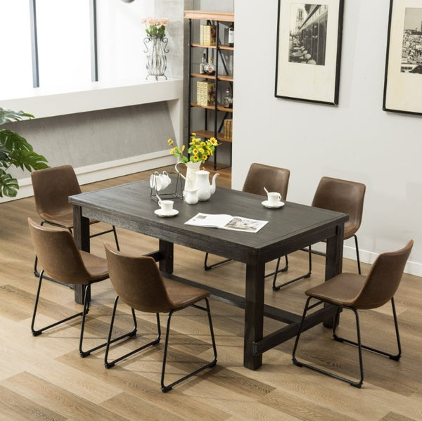 English Elm Lotusville Industrial Loft Dining Set Seats Six with Faux Leather Upholstered Chairs T2574P411547