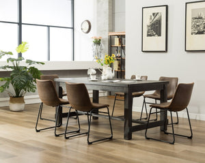 English Elm Lotusville Industrial Loft Dining Set Seats Six with Faux Leather Upholstered Chairs T2574P411547