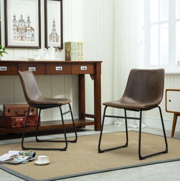 English Elm Lotusville Industrial Loft Dining Set Seats Six with Faux Leather Upholstered Chairs T2574P411547