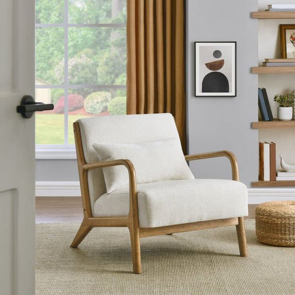 English Elm Eterna Mid-century Chenille Accent Chair with Lumbar Pillow for Living Room Natural T2574P421150