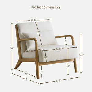 English Elm Eterna Mid-century Chenille Accent Chair with Lumbar Pillow for Living Room Natural T2574P421150