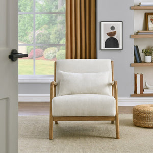 English Elm Eterna Mid-century Chenille Accent Chair with Lumbar Pillow for Living Room Natural T2574P421150