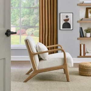 English Elm Eterna Mid-century Chenille Accent Chair with Lumbar Pillow for Living Room Natural T2574P421150
