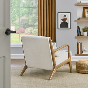 English Elm Eterna Mid-century Chenille Accent Chair with Lumbar Pillow for Living Room Natural T2574P421150