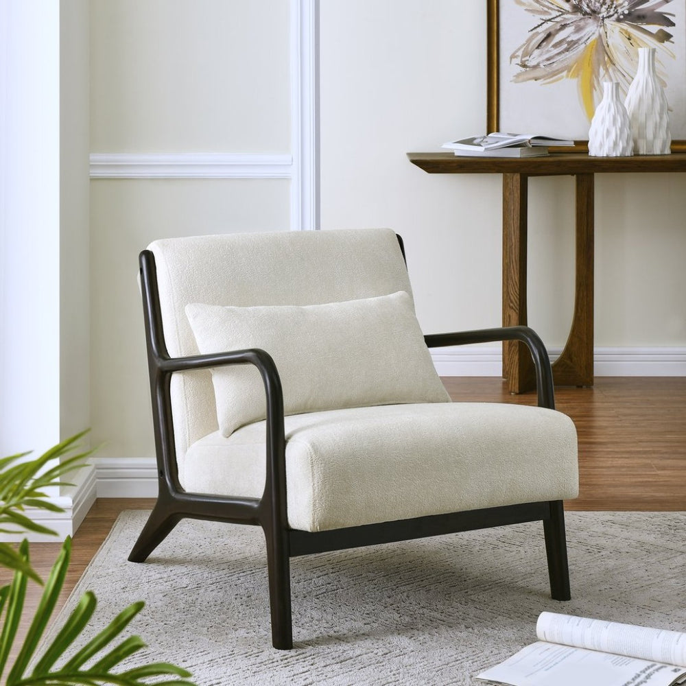 English Elm Eterna Mid-century Chenille Accent Chair with Lumbar Pillow for Living Room Black T2574P421151