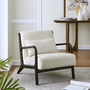 English Elm Eterna Mid-century Chenille Accent Chair with Lumbar Pillow for Living Room Black T2574P421151