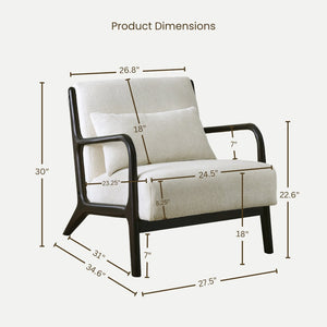 English Elm Eterna Mid-century Chenille Accent Chair with Lumbar Pillow for Living Room Black T2574P421151
