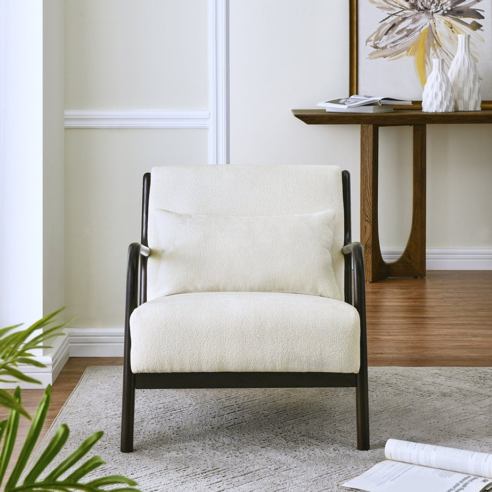 English Elm Eterna Mid-century Chenille Accent Chair with Lumbar Pillow for Living Room Black T2574P421151