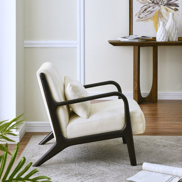 English Elm Eterna Mid-century Chenille Accent Chair with Lumbar Pillow for Living Room Black T2574P421151